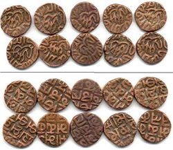 Западная Азия, 10 монет, Карлухиды 13 век, бронза