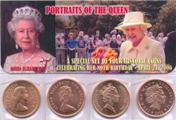 Набор из 4-х монет с королевой Елизаветой II
