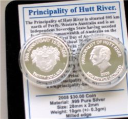 Hutt River - 30 долларов, серебро, 2008