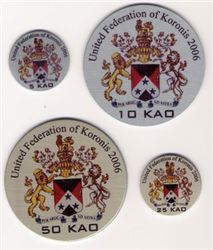 Коронис, Объединенная Федерация, набор 4 монеты, 5-50 као, 2006, пластик, алюминий
